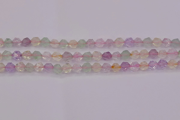 CMQ367 15.5 inches 8mm faceted nuggets mixed quartz beads