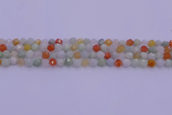 CMQ411 15.5 inches 6mm faceted nuggets mixed jade beads