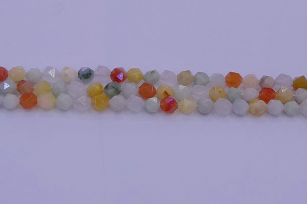 CMQ412 15.5 inches 8mm faceted nuggets mixed jade beads
