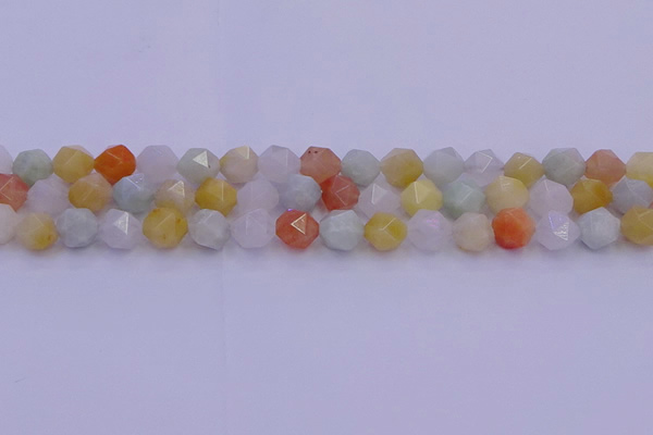 CMQ413 15.5 inches 10mm faceted nuggets mixed jade beads
