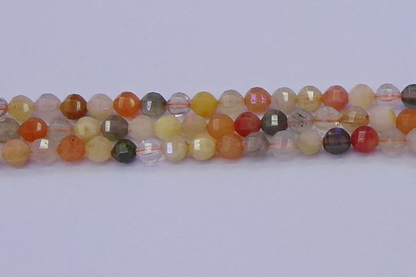 CMQ427 15.5 inches 8mm faceted round natural mixed quartz beads