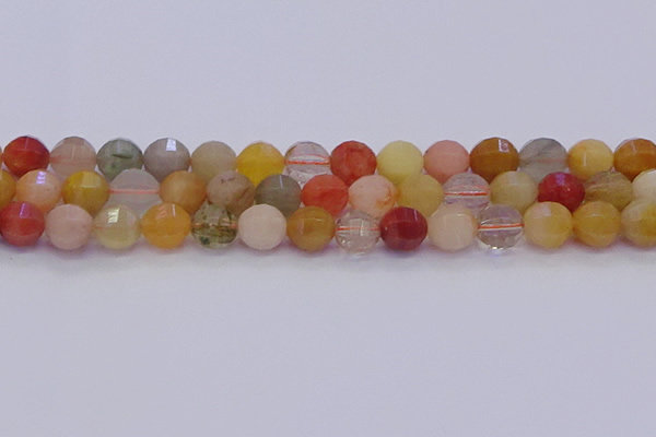 CMQ428 15.5 inches 10mm faceted round natural mixed quartz beads