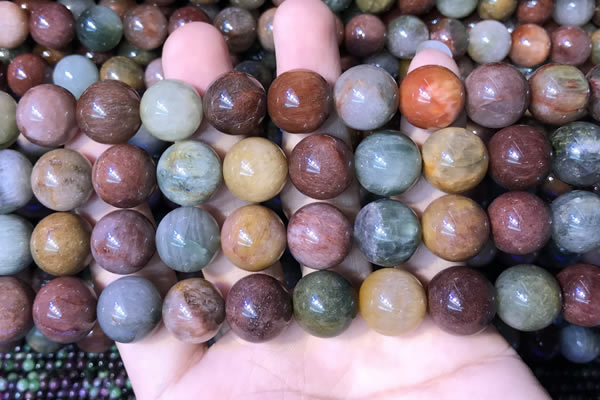 CMQ445 15.5 inches 14mm round mixed rutilated quartz beads