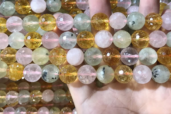 CMQ533 15.5 inches 12mm faceted round colorfull quartz beads