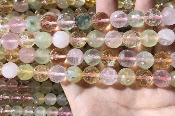 CMQ536 15.5 inches 12mm faceted round colorfull quartz beads