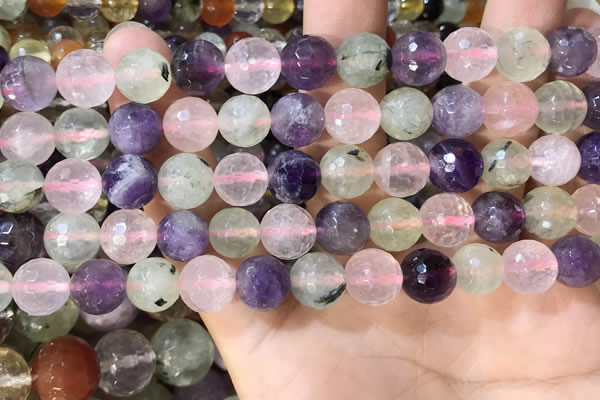 CMQ538 15.5 inches 10mm faceted round colorfull quartz beads