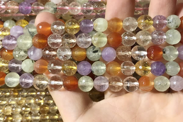 CMQ550 15.5 inches 8mm faceted round colorfull quartz beads