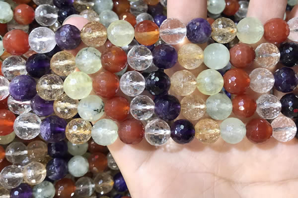 CMQ553 15.5 inches 10mm faceted round colorfull quartz beads
