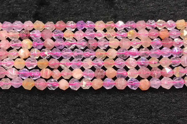 CMQ565 15.5 inches 6mm faceted nuggets mixed quartz beads