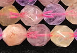 CMQ567 15.5 inches 10mm faceted nuggets mixed quartz beads