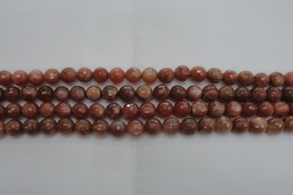 CMS1012 15.5 inches 8mm faceted round AA grade moonstone beads