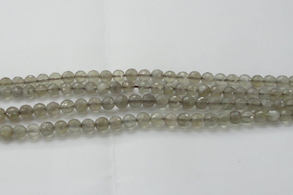 CMS1061 15.5 inches 8mm faceted round grey moonstone beads wholesale