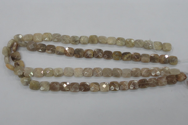 CMS108 15.5 inches 10*10mm faceted square moonstone gemstone beads