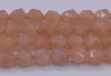 CMS1131 15.5 inches 6mm faceted nuggets peach moonstone beads