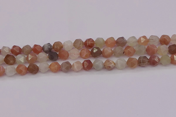 CMS1138 15.5 inches 10mm faceted nuggets rainbow moonstone beads