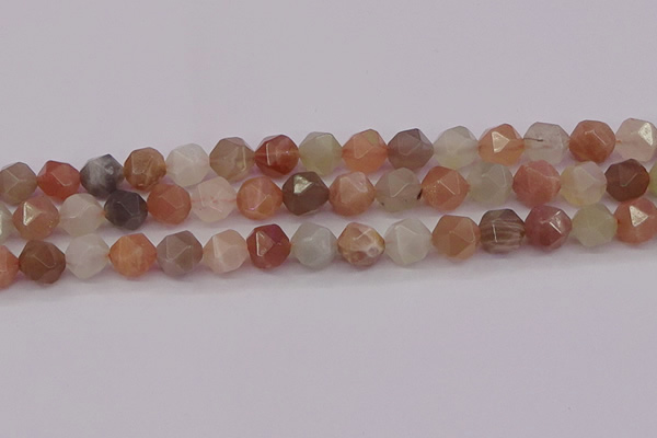 CMS1139 15.5 inches 12mm faceted nuggets rainbow moonstone beads