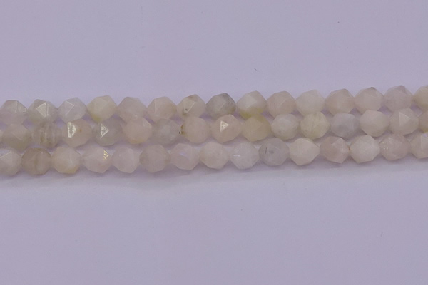 CMS1156 15.5 inches 12mm faceted nuggets white moonstone beads