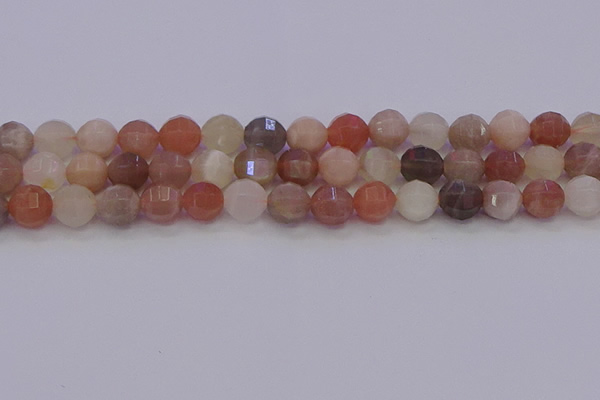 CMS1168 15.5 inches 10mm faceted round rainbow moonstone beads