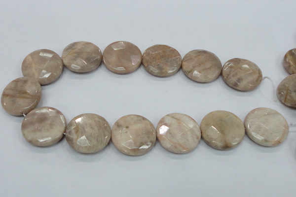 CMS117 15.5 inches 30mm faceted coin moonstone gemstone beads