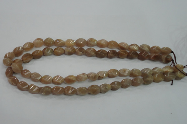 CMS118 15.5 inches 8*12mm twisted rice moonstone gemstone beads