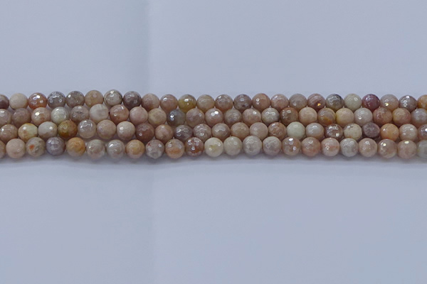 CMS1300 15.5 inches 4mm faceted round AB-color moonstone beads