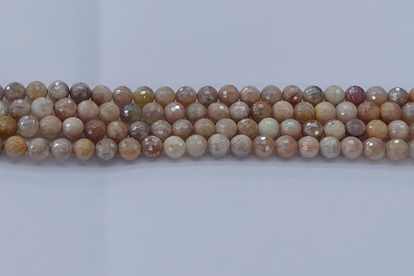 CMS1301 15.5 inches 6mm faceted round AB-color moonstone beads
