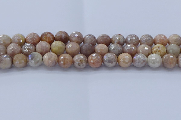 CMS1304 15.5 inches 12mm faceted round AB-color moonstone beads