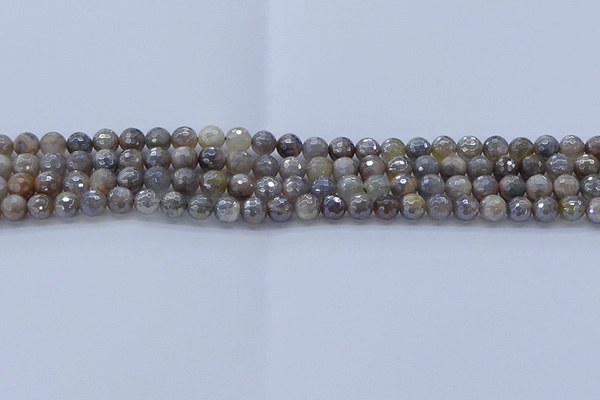 CMS1310 15.5 inches 4mm faceted round AB-color grey moonstone beads