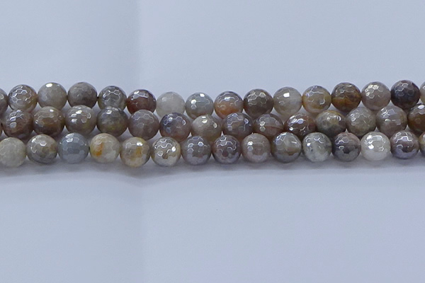 CMS1313 15.5 inches 10mm faceted round AB-color grey moonstone beads