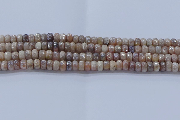 CMS1321 15.5 inches 4*6mm faceted rondelle AB-color moonstone beads