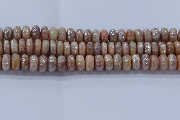 CMS1325 15.5 inches 7*14mm faceted rondelle AB-color moonstone beads