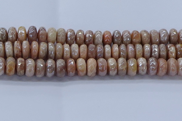 CMS1326 15.5 inches 8*16mm faceted rondelle AB-color moonstone beads
