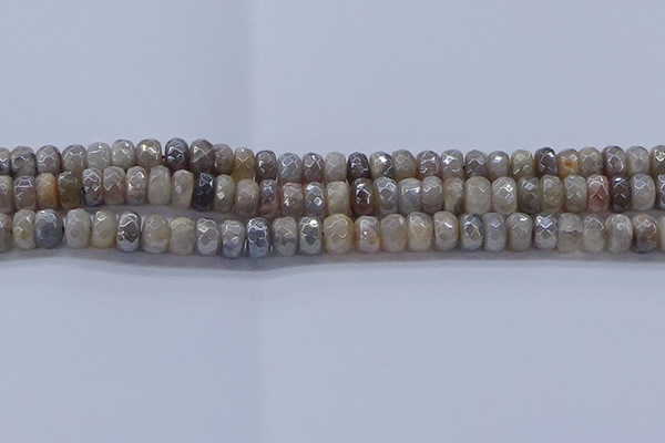 CMS1332 15.5 inches 5*8mm faceted rondelle AB-color grey moonstone beads