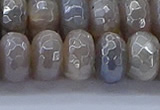 CMS1335 15.5 inches 7*14mm faceted rondelle AB-color grey moonstone beads