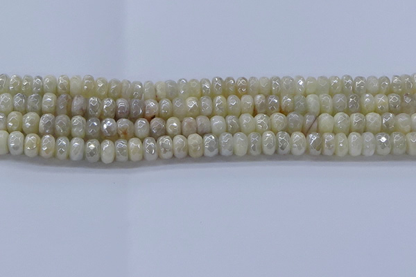 CMS1341 15.5 inches 4*6mm faceted rondelle AB-color white moonstone beads
