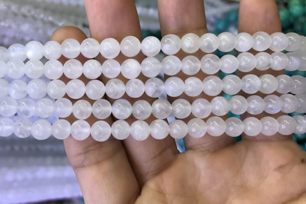 CMS1401 15.5 inches 6mm round white moonstone beads wholesale