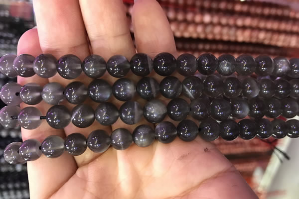 CMS1429 15.5 inches 8mm round black moonstone gemstone beads