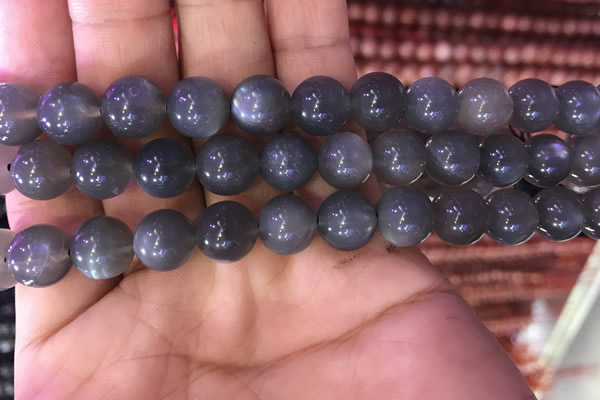 CMS1431 15.5 inches 12mm round black moonstone gemstone beads