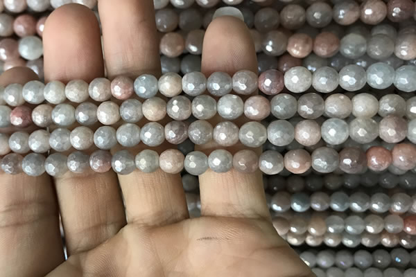 CMS1456 15.5 inches 6mm faceted round AB-color moonstone beads