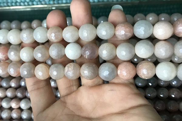 CMS1459 15.5 inches 12mm faceted round AB-color moonstone beads