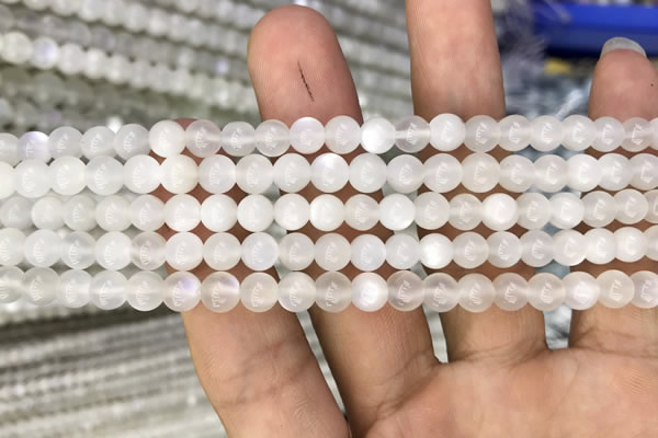 CMS1461 15.5 inches 6mm round white moonstone beads wholesale