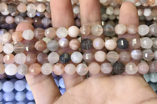 CMS1470 15.5 inches 6mm faceted round moonstone beads wholesale