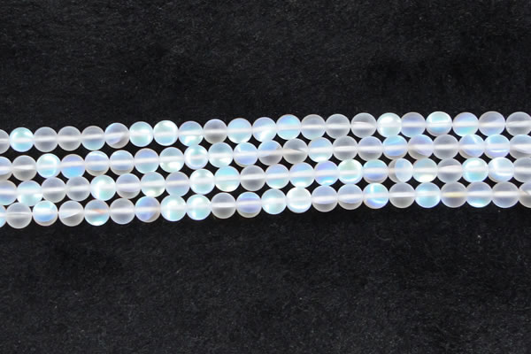CMS1506 15.5 inches 6mm round matte synthetic moonstone beads