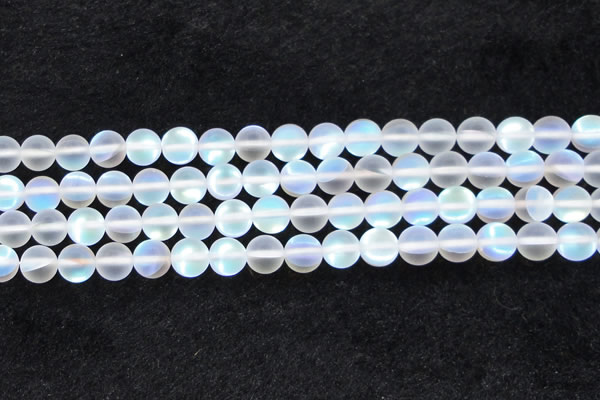 CMS1508 15.5 inches 10mm round matte synthetic moonstone beads