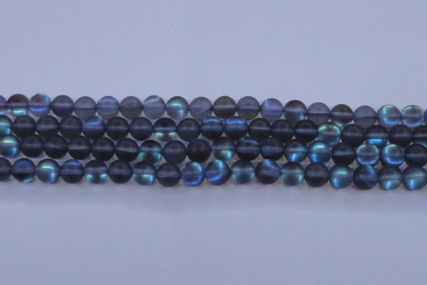 CMS1517 15.5 inches 8mm round matte synthetic moonstone beads