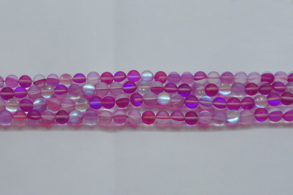 CMS1546 15.5 inches 6mm round matte synthetic moonstone beads
