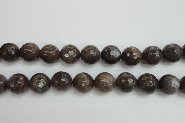CMS155 15.5 inches 16mm faceted round natural grey moonstone beads