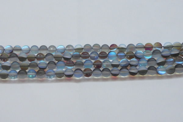 CMS1567 15.5 inches 8mm round matte synthetic moonstone beads