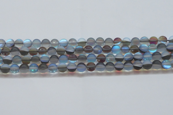 CMS1568 15.5 inches 10mm round matte synthetic moonstone beads