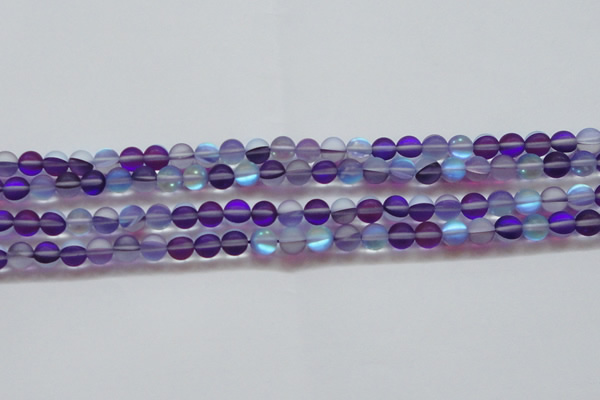 CMS1576 15.5 inches 6mm round matte synthetic moonstone beads